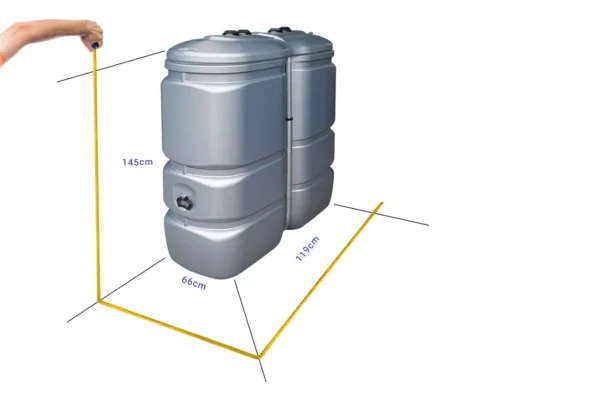 Citerne à mazout PE 2 x 750L (=1500L) UV résist - jumelage longueur 3