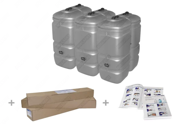 Citerne à mazout PE 3 x 750L (=2250L) UV résist - jumelage largeur 4