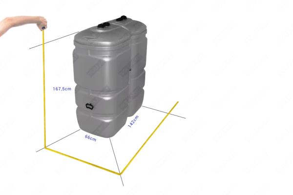 Cuve à mazout PE 4 x 1000L (=4000L) UV résist - jumelage largeur 3