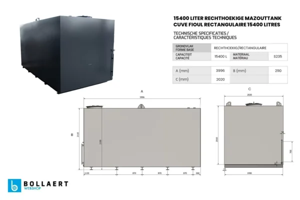 Cuve à mazout aérienne en acier - double paroi - 15400 litres 5