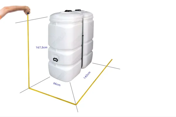 Cuves à mazout PE 2 x 1000L (=2000L) compact - jumelage longueur 2