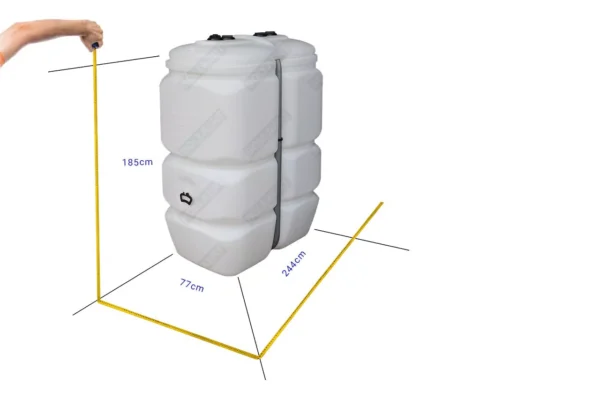 Cuves à mazout PE 2 x 1000L (=2000L) standard - jumelage longueur 3