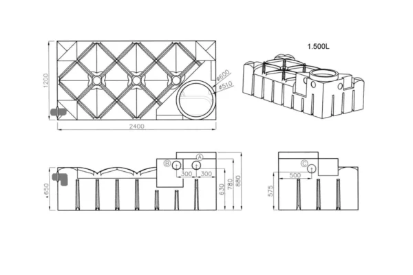 Fosse septique hors sol ultraplate - 1500 litres 8