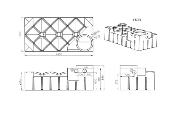 Unité d'infiltration en plastique ultraplate - 1500 litres 3